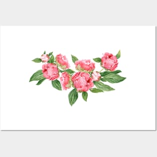 Watercolor Peonies Posters and Art